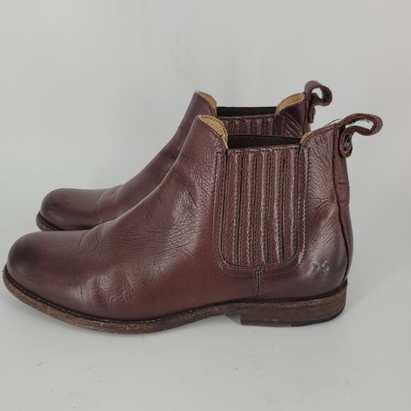 Frye Dark Brown Leather Pull On Phillip Chelsea Ankle Boots 7.5 - Picture 4 of 11